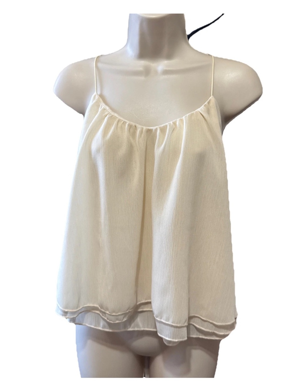 Women's Cream Spaghetti Strap Flowing Tank Top Size Large
